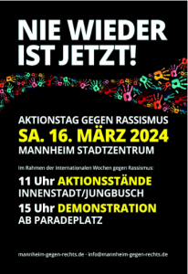 Plakat zum Aktionstag gegen Rassismus am 16. März in Mannheim