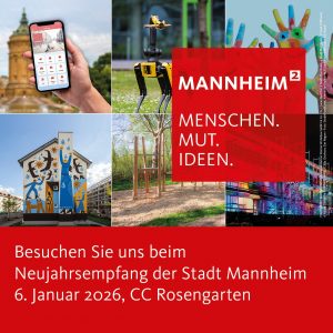 Foto mit einer Einladung zum Neuejahrsempfang der Stadt Mannheim im Rosengarten am 6. Januar 2026