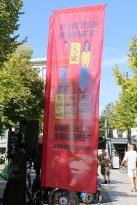 Banner der Arbeitsgemeinschaft Barrierefreiheit fürnmehr öffentliche und barrierefreie Toiletten