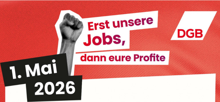 1. Mai 2026 in Mannheim – Infostand beim DGB